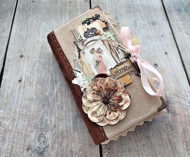 Vintage romantic junk journal handmade Heritage family story book