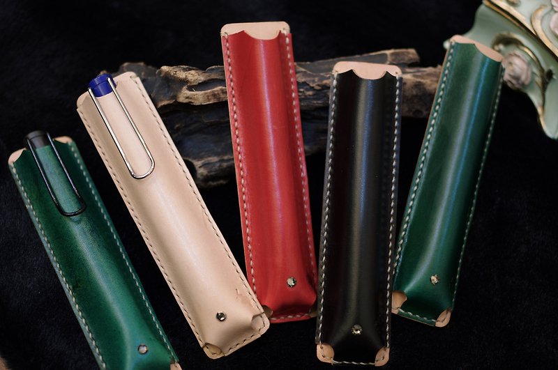 Hand-stitched leather Pen pen (four-color optional) - Pen & Pencil Holders - Genuine Leather Green