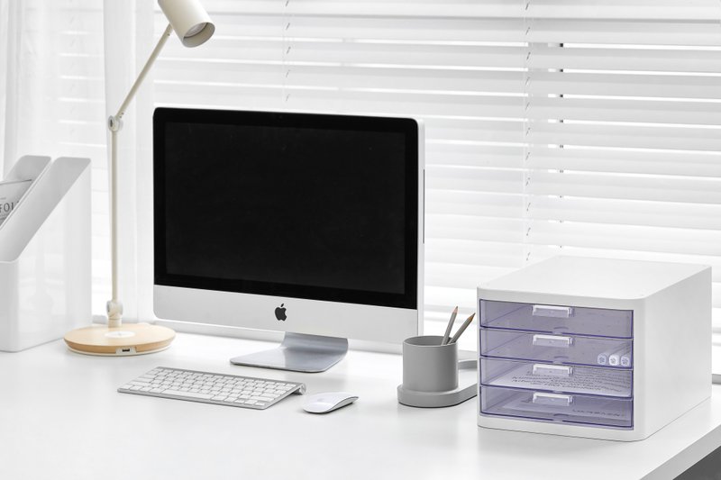 Korea LITEM desktop A4 file storage cabinet (four layers) (white) (grey) - กล่องเก็บของ - พลาสติก 