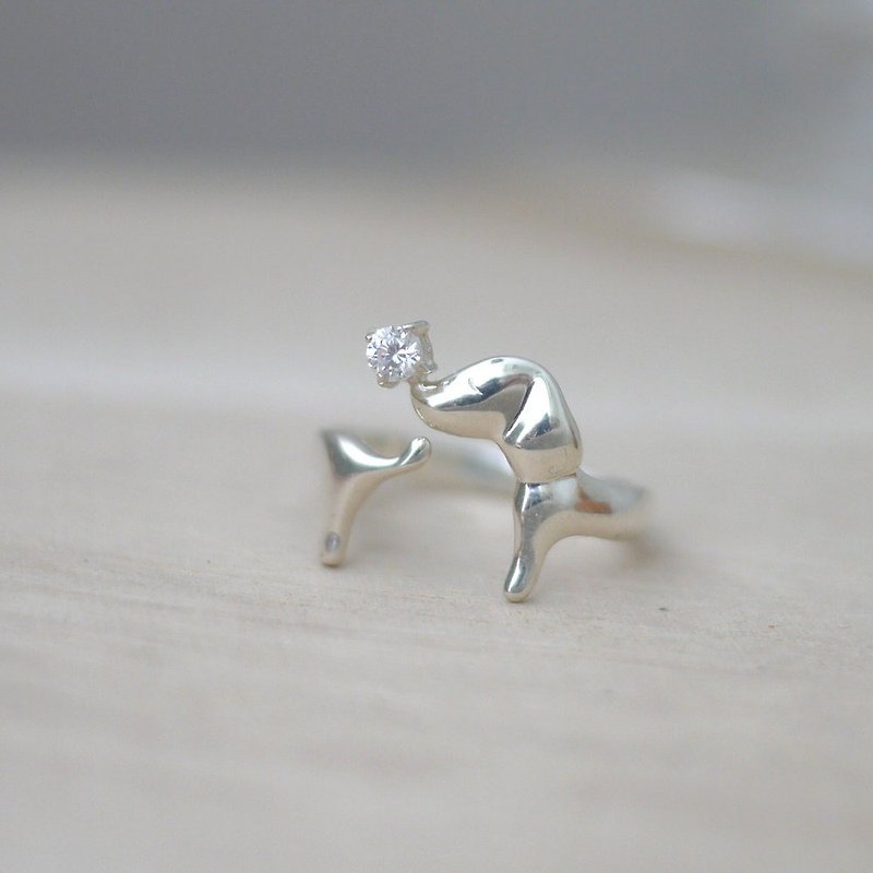 [Jewelry] Jin Xialin ‧ chasing tail ring of sausage - the bulk of the silver-containing drilling Edition - แหวนทั่วไป - โลหะ 