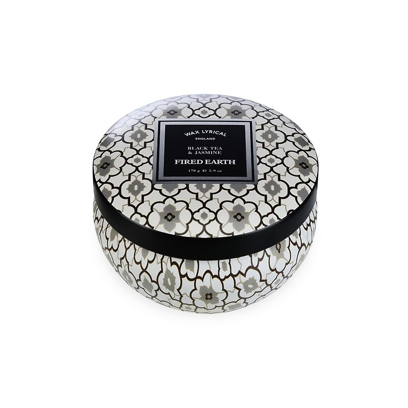 British candle FIRED EARTH series black tea and jasmine tin candle - Candles & Candle Holders - Wax 