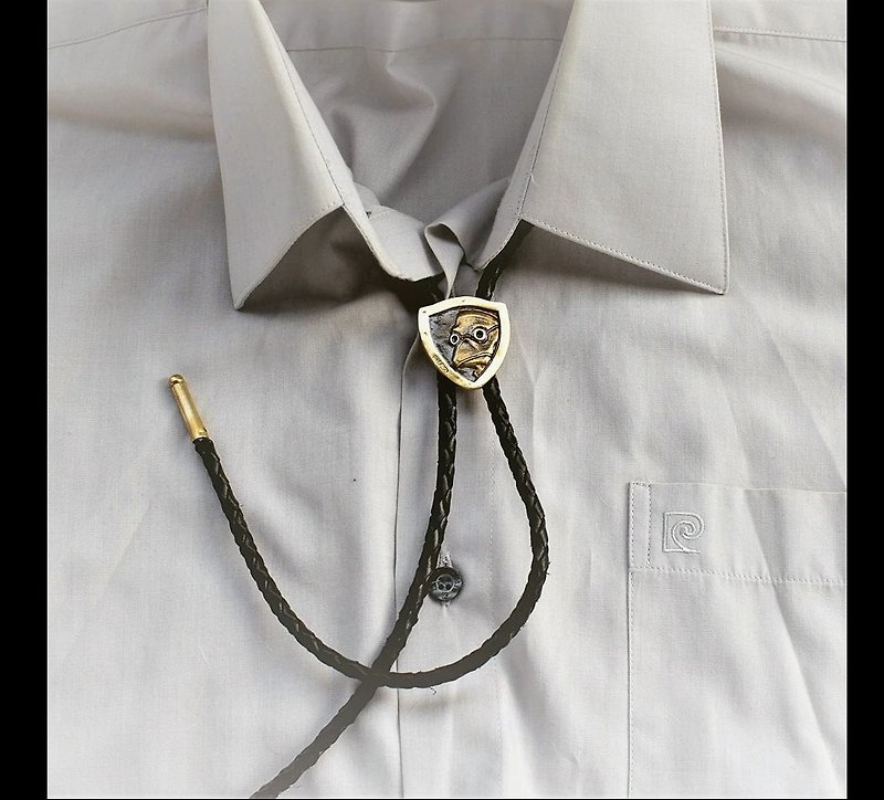 Raven doctor embossed brass Paul tie plague doctor brass bolo tie - Ties & Tie Clips - Copper & Brass Gold