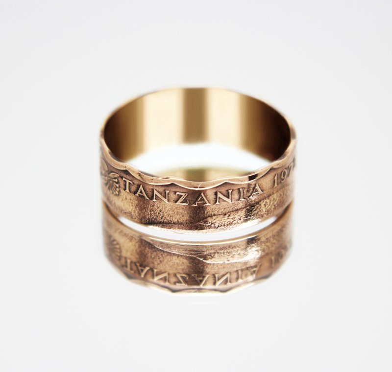 Tanzania Coin Ring 5 senti 1966-1984 coin rings for men coin rings for women - 戒指 - 其他金屬 