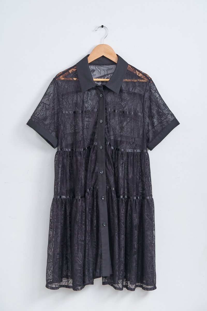 午後微光蕾絲短袖襯衫包色組 Pinkoi 線下活動預購商品】 - 女襯衫 - 聚酯纖維 多色