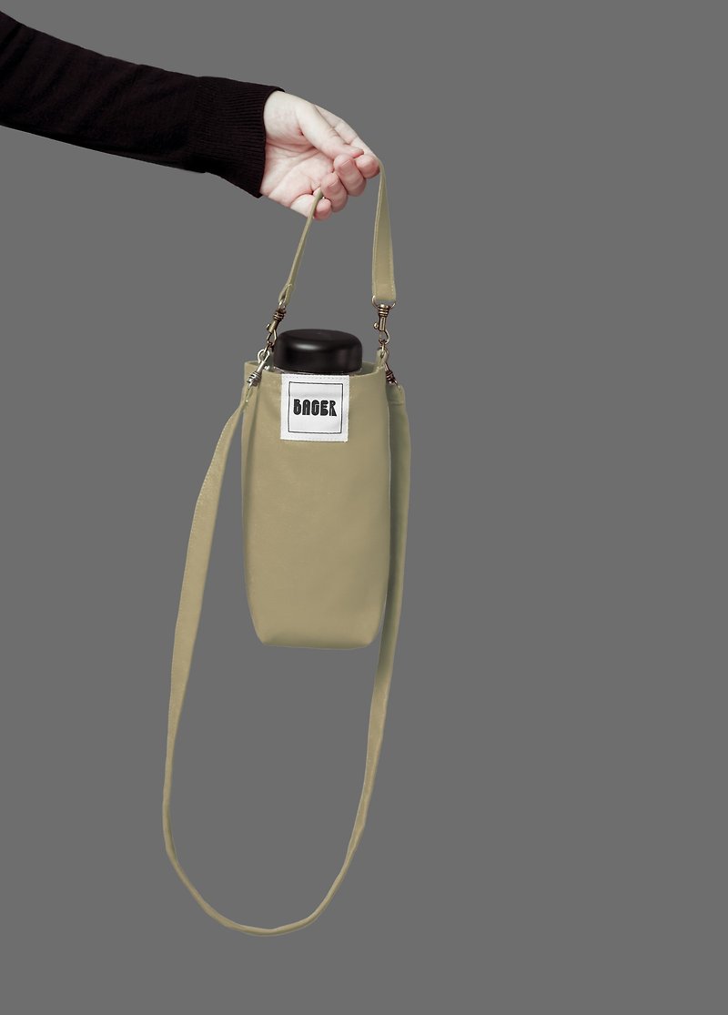 Universal environmentally friendly beverage bag detachable long strap slanted shoulder portable Khaki - กระเป๋าถือ - ผ้าฝ้าย/ผ้าลินิน สีกากี