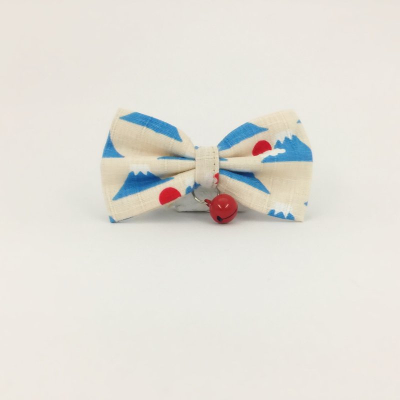 TOTOMOMO. Fuji models. Dog cat collar bow - ปลอกคอ - ผ้าฝ้าย/ผ้าลินิน สีน้ำเงิน