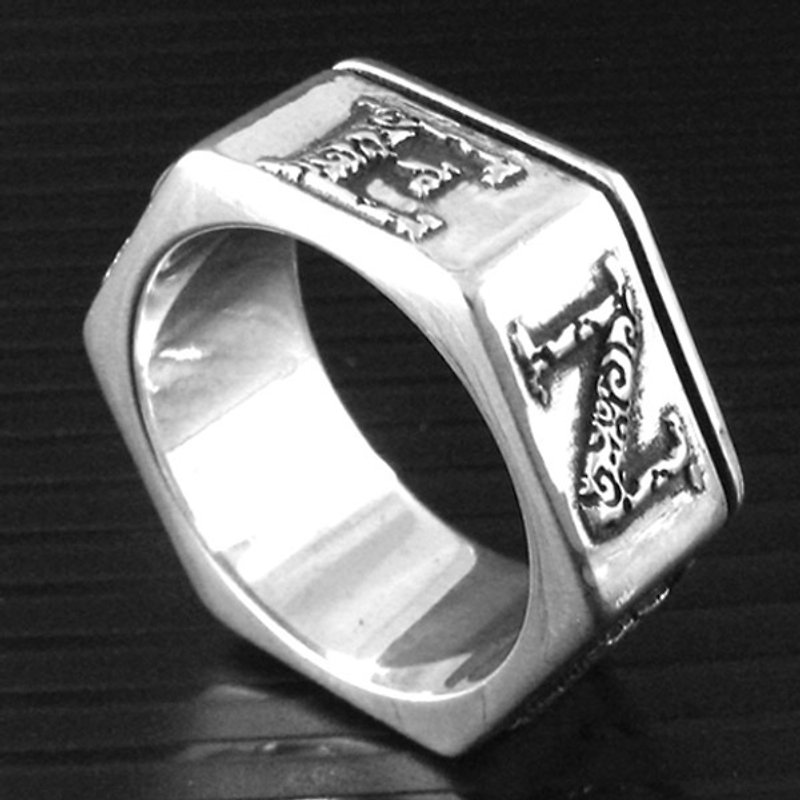 Customized.925 sterling silver jewelry RP00011-polygon ring (hexagonal ring) - แหวนทั่วไป - โลหะ 