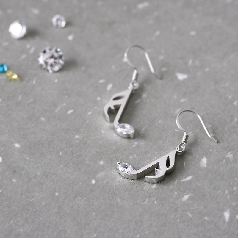 16th note swaying earrings Silver 925 - Earrings & Clip-ons - Other Metals Silver