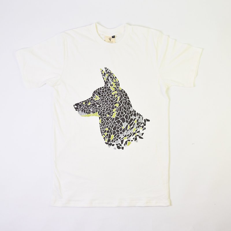 Organic cotton tops - Taiwan dog - neutral version - fair trade - เสื้อยืดผู้ชาย - ผ้าฝ้าย/ผ้าลินิน ขาว