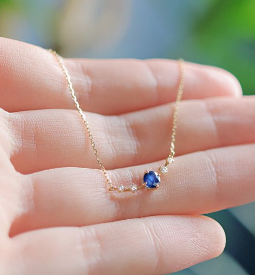 K18 Sapphire & Diamond Necklace (Round Cut) ~Ello Lily~ September