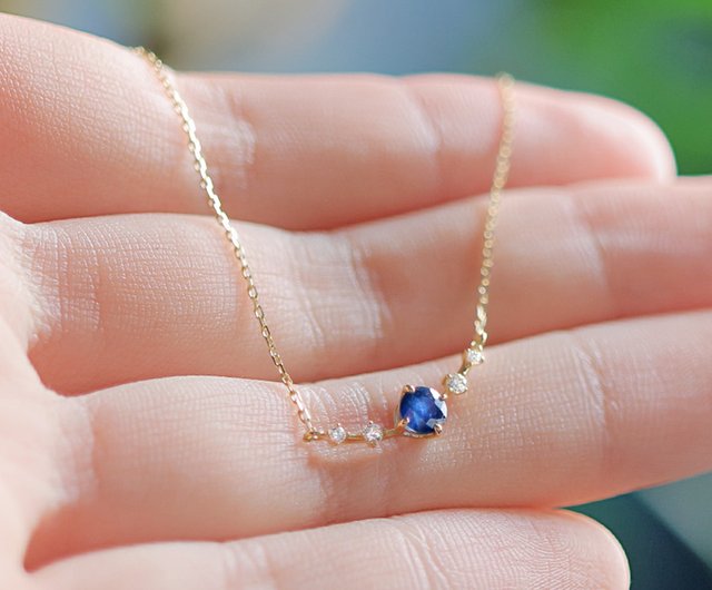 K18 Sapphire & Diamond Necklace (Round Cut) ~Ello Lily~ September