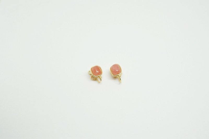 Pink lace Rhodochros ear clip earrings - ต่างหู - โลหะ สีแดง