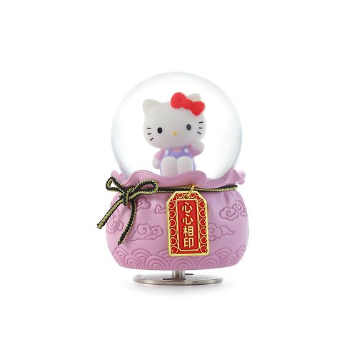 JARLL 讚爾藝術 Hello Kitty 心心相印御守水晶球音樂盒生日聖誕交換禮物招桃花