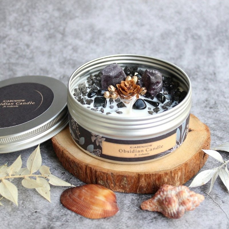 【Taipei Session】Made after work | Obsidian Pine Cone Scented Candle - เทียน/เทียนหอม - คริสตัล 