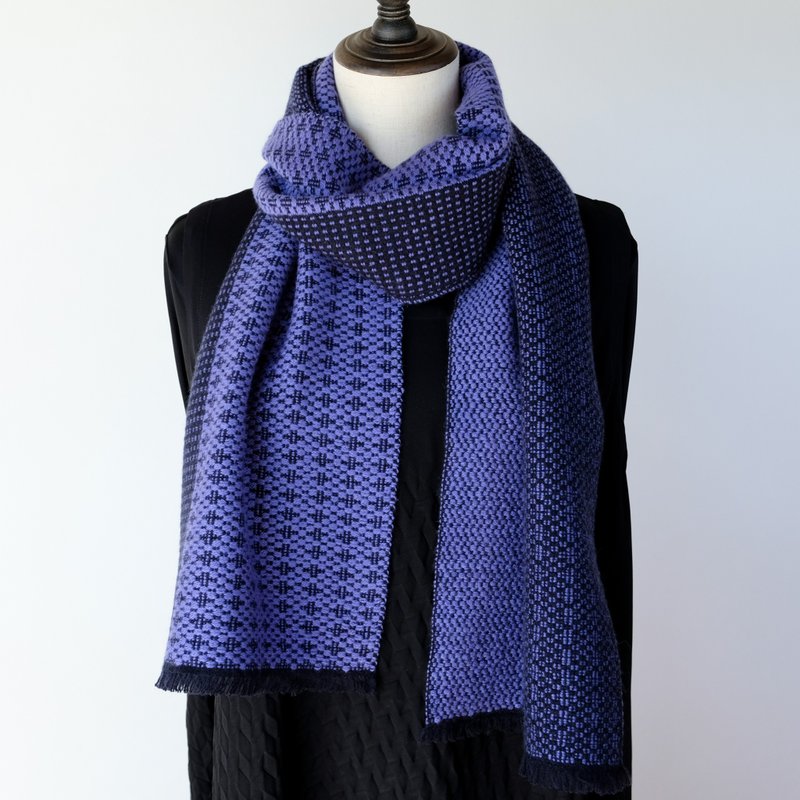 Cashmere Hand-woven 100% cashmere scarf [Junka 08] - ผ้าพันคอถัก - วัสดุอื่นๆ สีม่วง