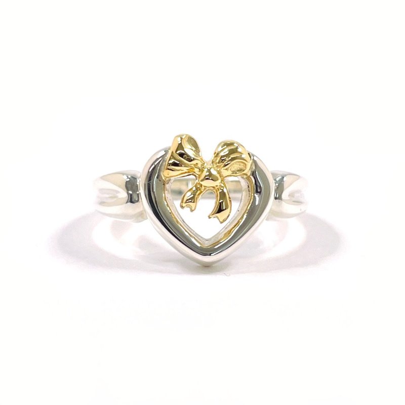 【日本直送 中古美品】8.5号 ティファニー TIFFANY&Co. リング・指輪 ハート リボン シルバー925/K18 - 戒指 - 純銀 銀色
