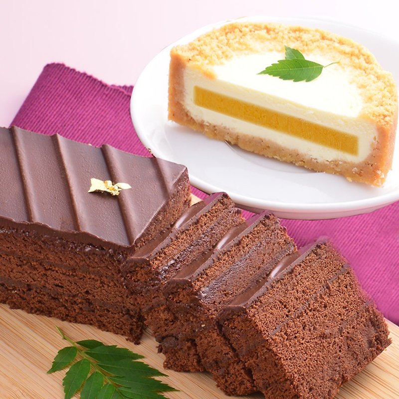 Aibo Soo [Mango Black Gold Brick 18cm + Mango Half Cooked Cheese 4吋] - Cake & Desserts - Fresh Ingredients Brown
