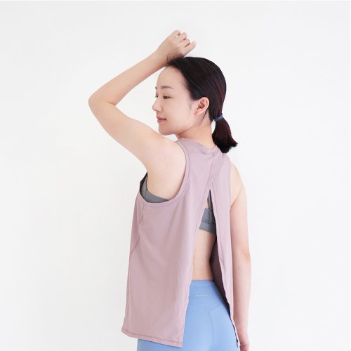 Mukasa 臺灣總經銷 【Mukasa】DURABLE 後背開叉無袖罩衫 - 藕粉 - MUK-23042