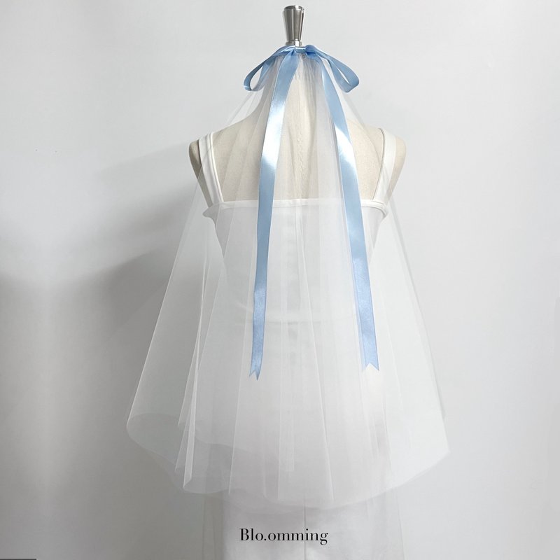 Mininal Veil + Blue Sky Bow - 髮夾/髮圈 - 其他材質 