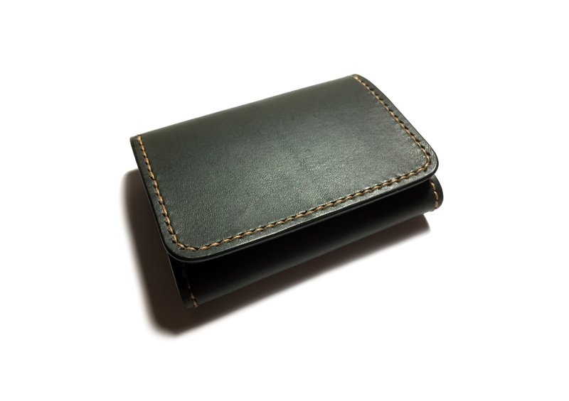 Double business card holder / Italian Vegetable tan - Card Holders & Cases - Genuine Leather Green