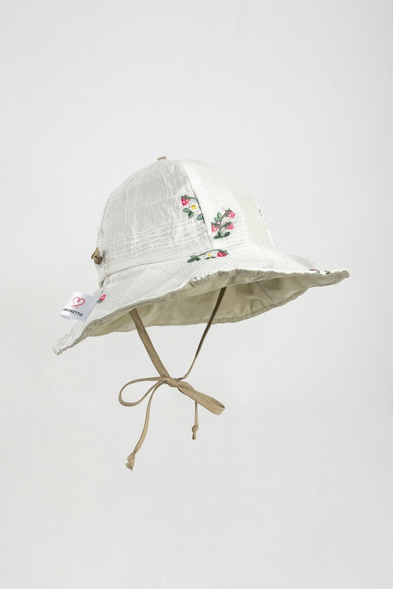 Reversible Wave Hat-Strawberry Blossom - หมวกเด็ก - ผ้าฝ้าย/ผ้าลินิน 