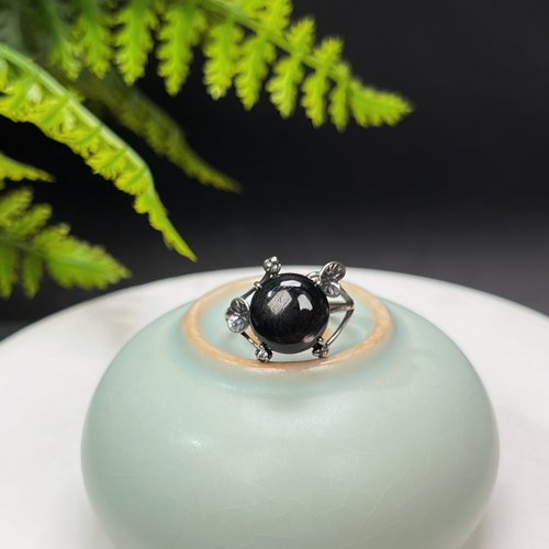 WANZAMGOK 埃及金運石活口戒指 圓形 S925銀 手工天然石 閃耀靈動