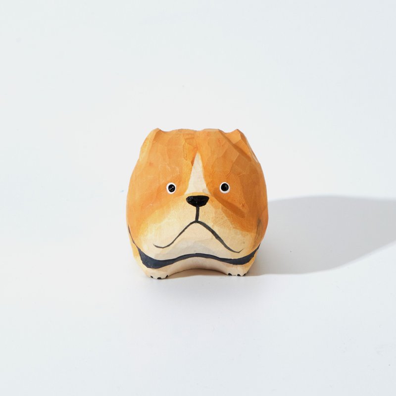 Bello 昂然端坐的黃色鬥牛犬木雕 - 擺飾/家飾品 - 木頭 黃色