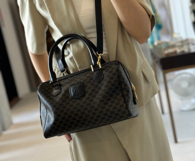 【CELINE】vintage celine black macadam large★ボストンバッグ CELINE Macadam 2way Boston bag shoulder bag vintage - Shop