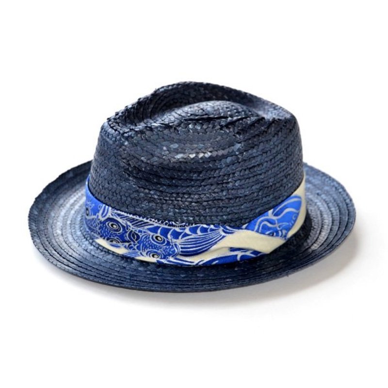 Straw Hat Pork - NAVY × Blue Carp - Hats & Caps - Other Materials Blue