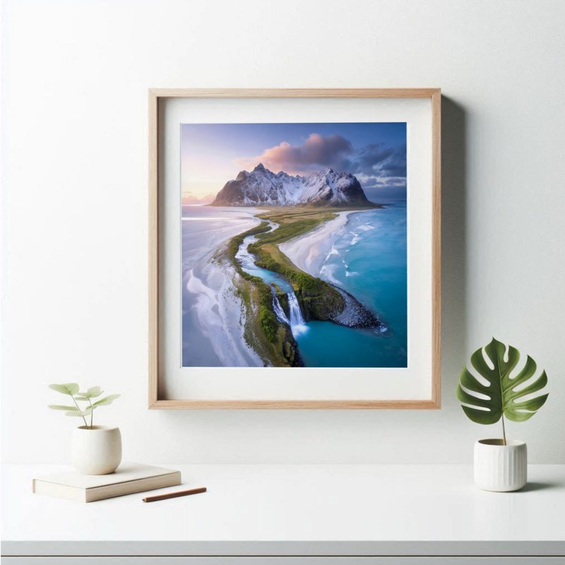 夢幻極地瀑布 北境海灣絕美風景 數位輸出 無框畫 - 其他數位商品 - 其他材質 