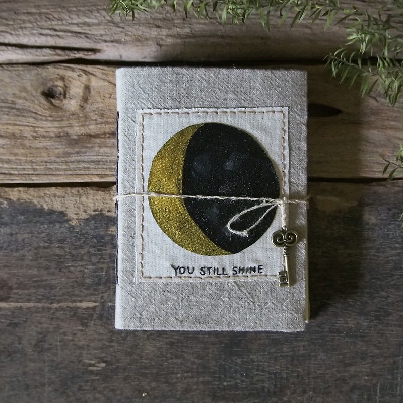 Crescent moon. notebook handmadenotebook diaryhandmade 筆記本 - Notebooks & Journals - Cotton & Hemp Khaki
