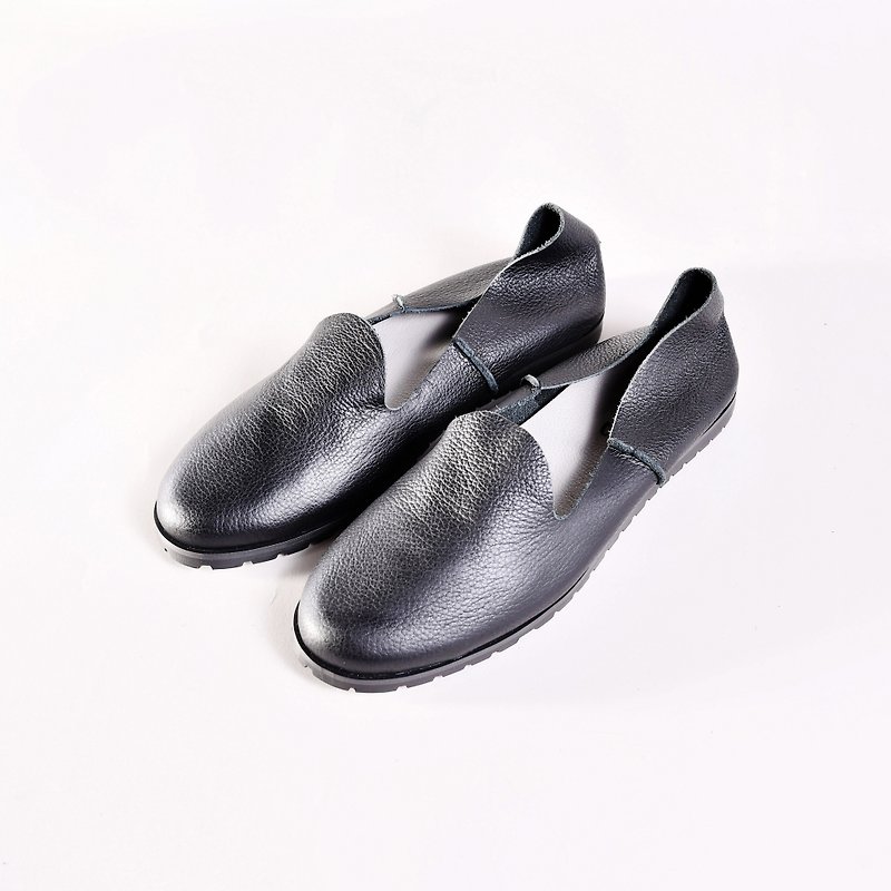 gill black/flat shoes - รองเท้าหนังผู้หญิง - หนังแท้ สีดำ
