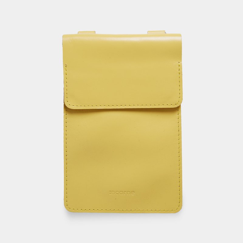 經典黃色皮革手機包 – 可調式肩背/斜背包 - 側背包/斜背包 - 真皮 黃色