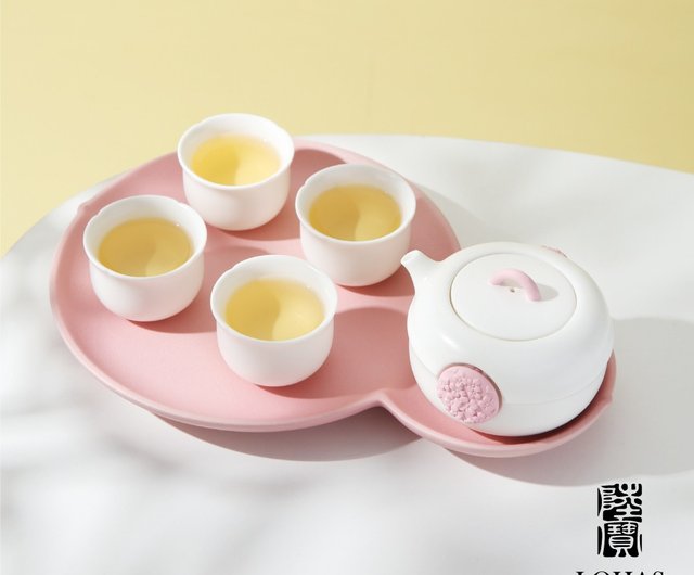 陸宝 花団錦繍4人用ティーセット ポット1点 カップ4点 アジサイ