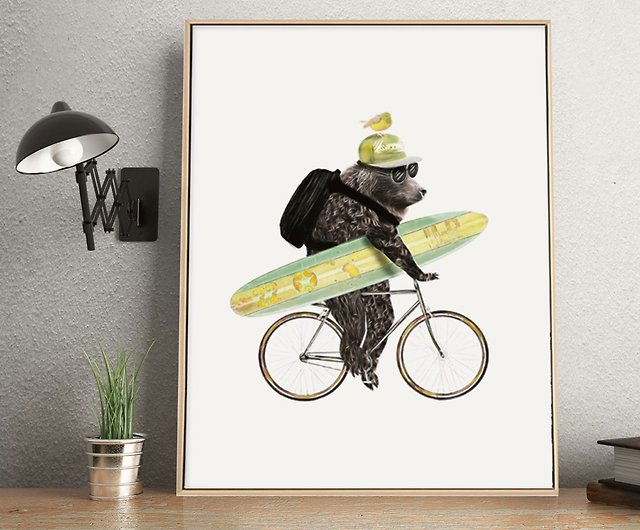 サーフィン-絵画/クマ/子供部屋/動物/ホテルの装飾/自転車/寝室の絵画