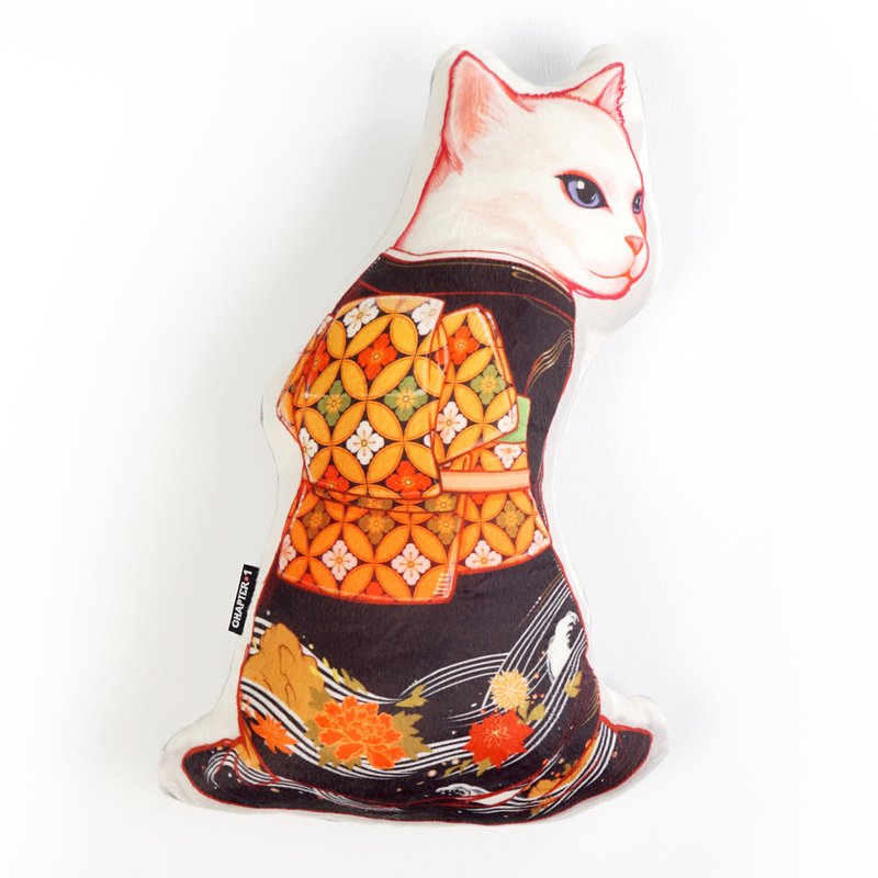 Kimono Cat  Backrest pillow New arrival Gift New Year - 枕頭/抱枕 - 聚酯纖維 灰色