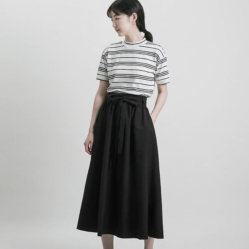[Classic and Original] Mist_ 云烟 带 肩 dress_CLB001_Black - Skirts - Cotton & Hemp Black