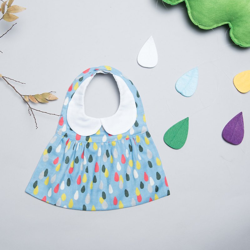 Dress saliva towel - raindrops for non-toxic shirt infant saliva towel pacifier chain - ผ้ากันเปื้อน - ผ้าฝ้าย/ผ้าลินิน สีน้ำเงิน