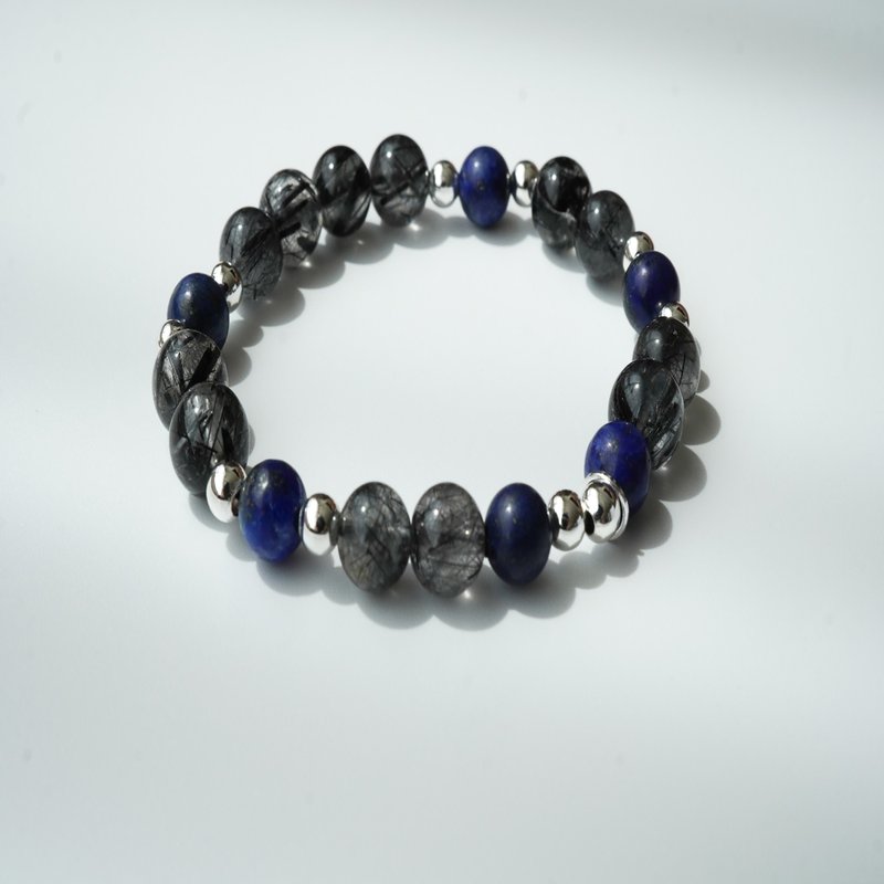 Black crystal lapis lazuli bracelet - Bracelets - Crystal Multicolor