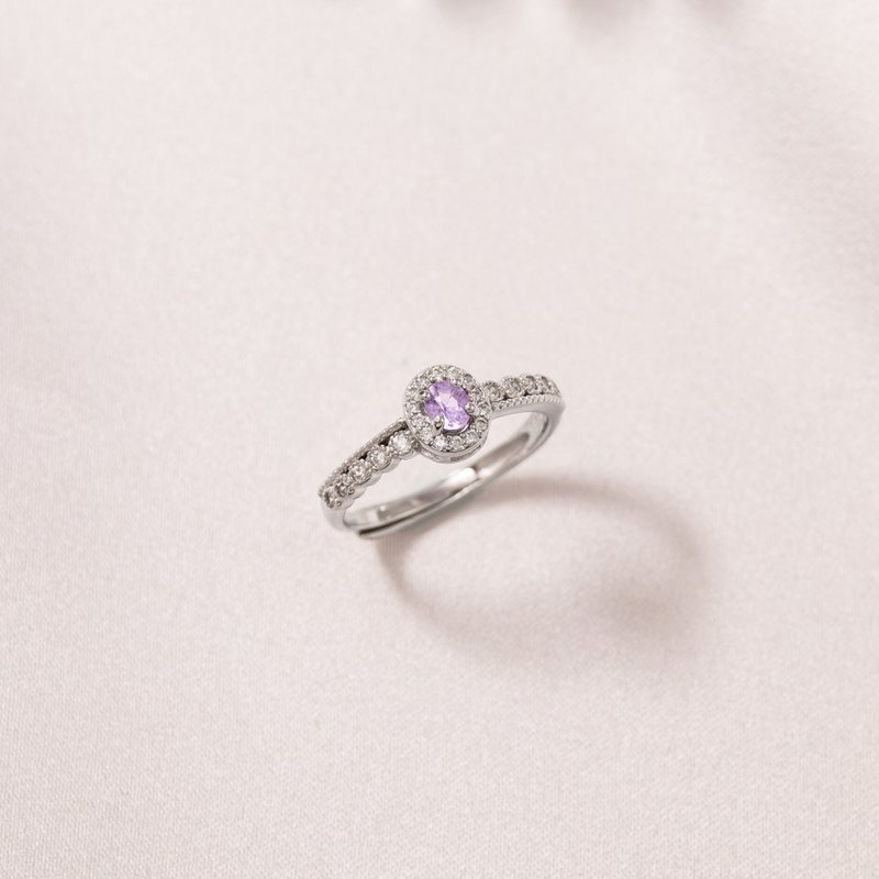 Staggered unburned corundum pink purple sterling silver ring - แหวนทั่วไป - เครื่องเพชรพลอย หลากหลายสี