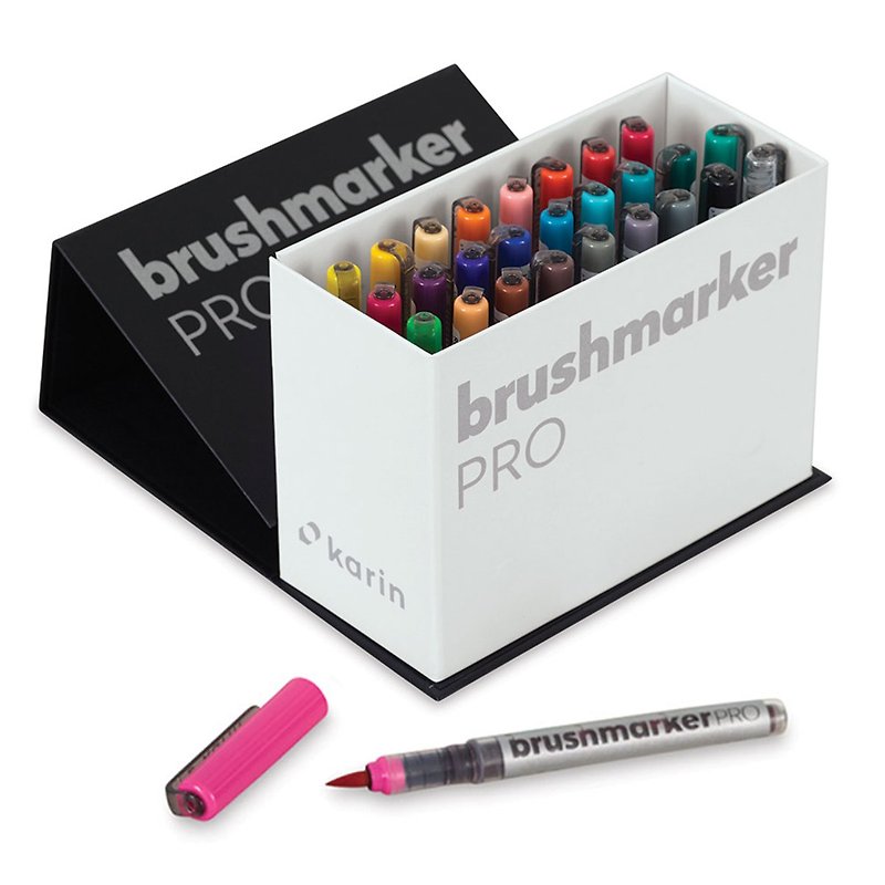 26色ミニボックスセット 液体ソフトチップ水性ペイントブラシ BrushmarkerPRO + 1色の混合色 - その他のペン - 塗料 