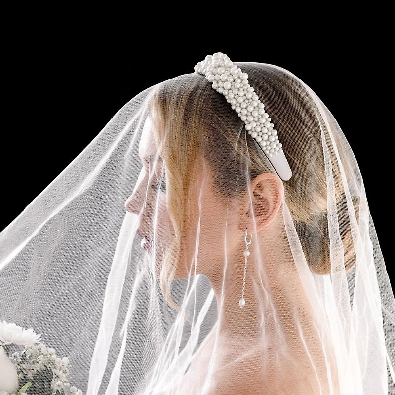 玻璃 髮飾 白色 - Wedding pearl headband, bridal hair piece, bridesmaid tiara, pearl headpiece
