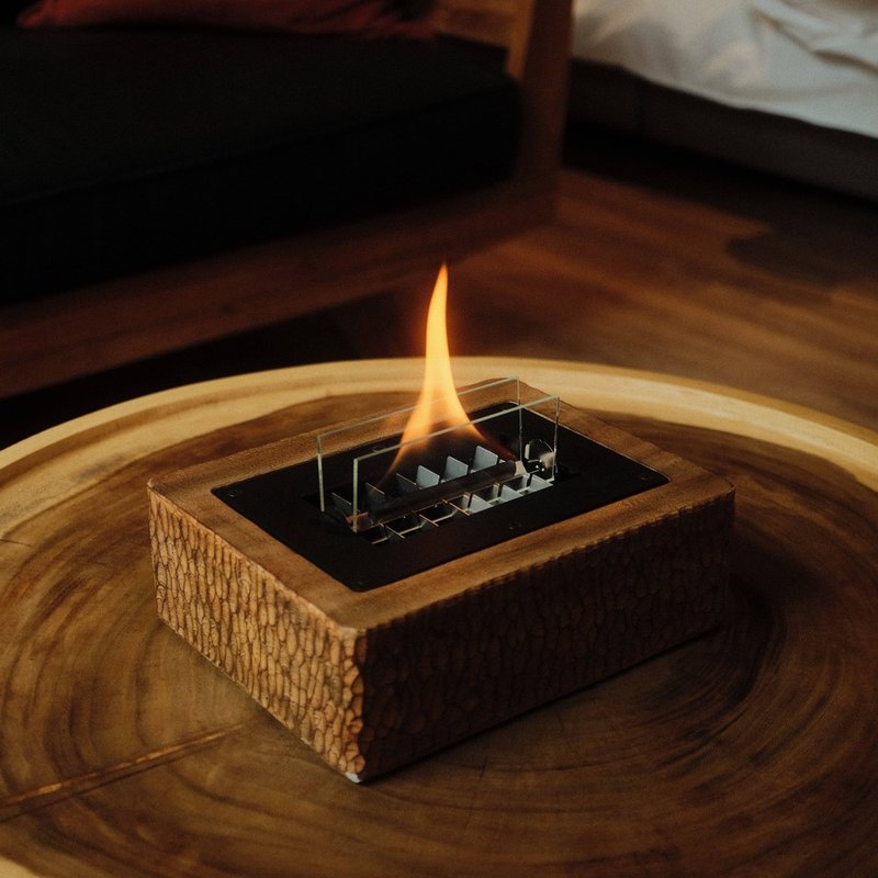 【Tenderflame】Desktop flame mood lamp Wood Carving 90 - Candles & Candle Holders - Other Materials Brown