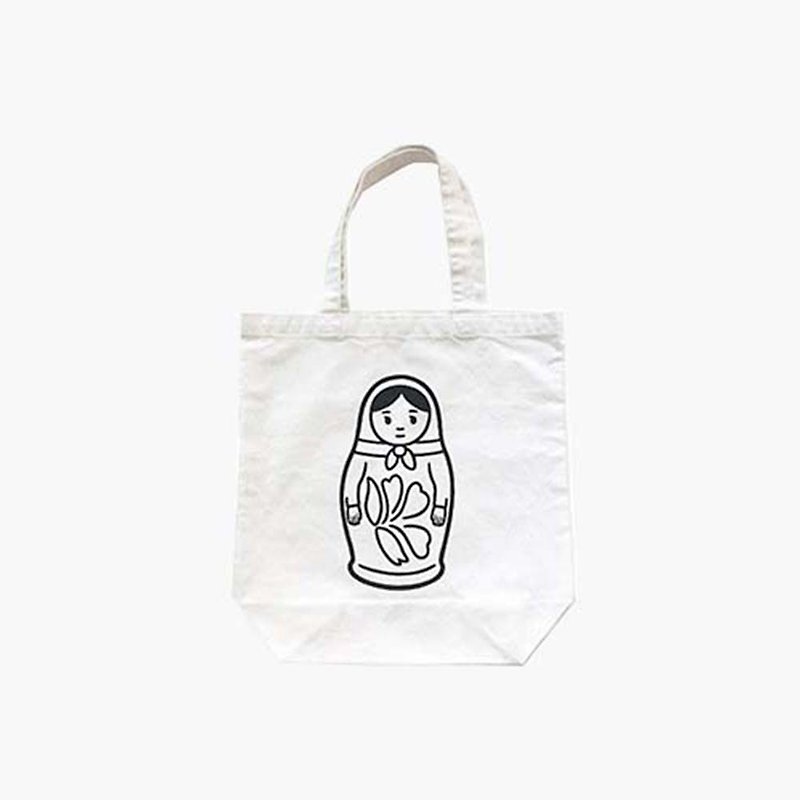 NORITAKE -MATRYOSHKA 02 (totebag) - Messenger Bags & Sling Bags - Cotton & Hemp White