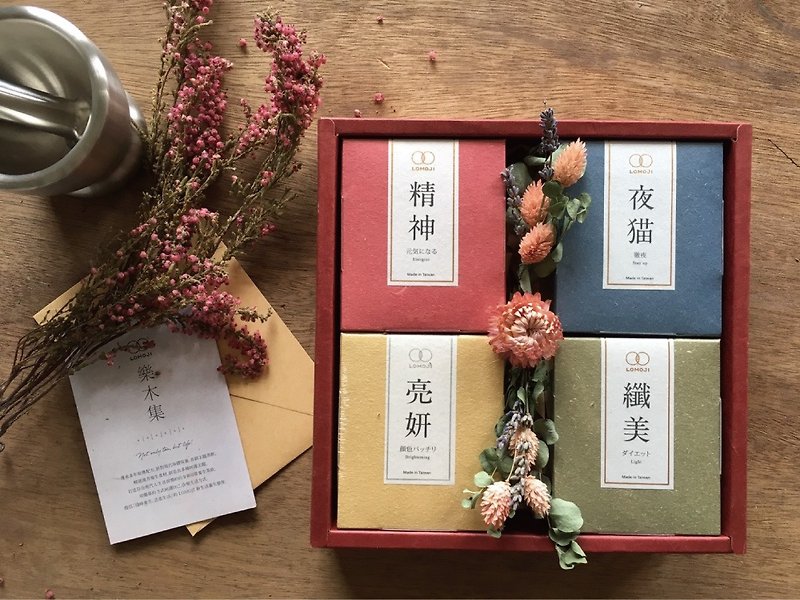 Customized area _ music wooden gift box set into the set [Four] Kampo tea | protect important that he / she | sleep aids | Night Cat | spirit | bright | Special for Blue Cher - お茶 - 紙 透明