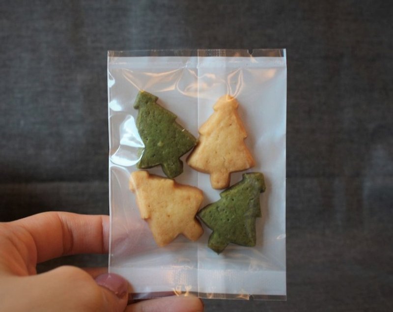 。耶誕限定。迷你版聖誕樹抹茶牛奶手工餅乾。8包/盒 - 手工餅乾 - 新鮮食材 綠色