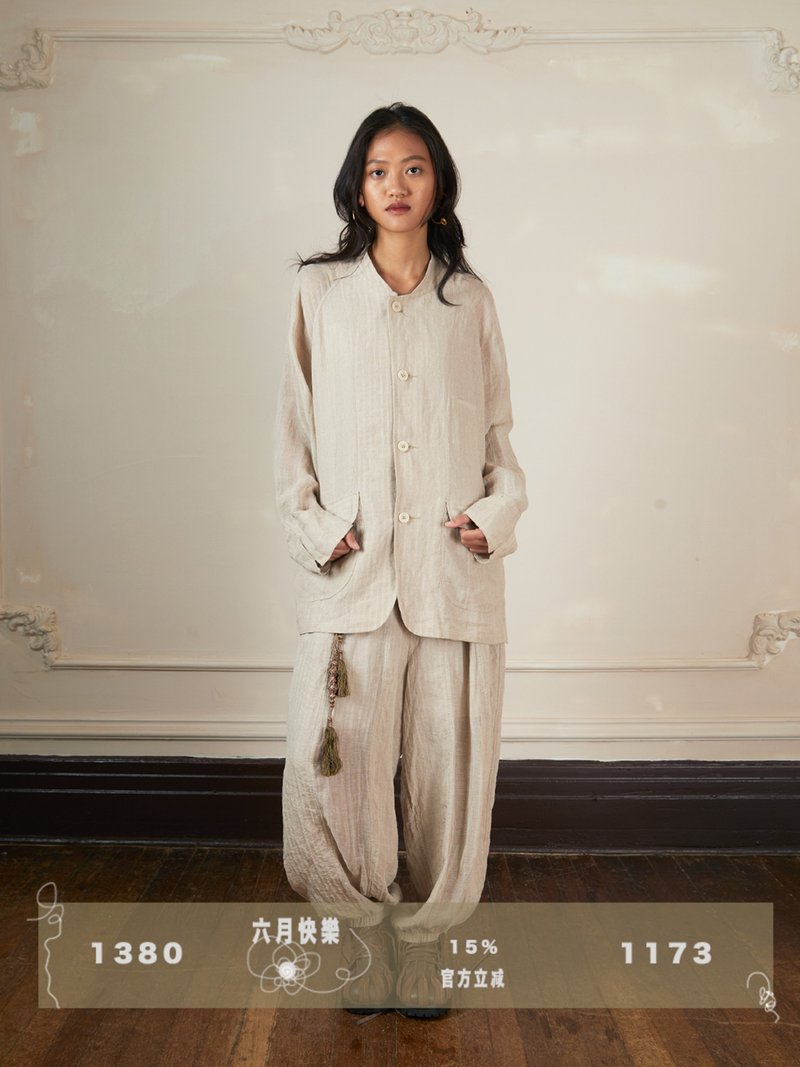 Linen Clear Jacket Simulating Relaxed Skin Series - เสื้อเชิ้ตผู้หญิง - ผ้าฝ้าย/ผ้าลินิน สีเทา