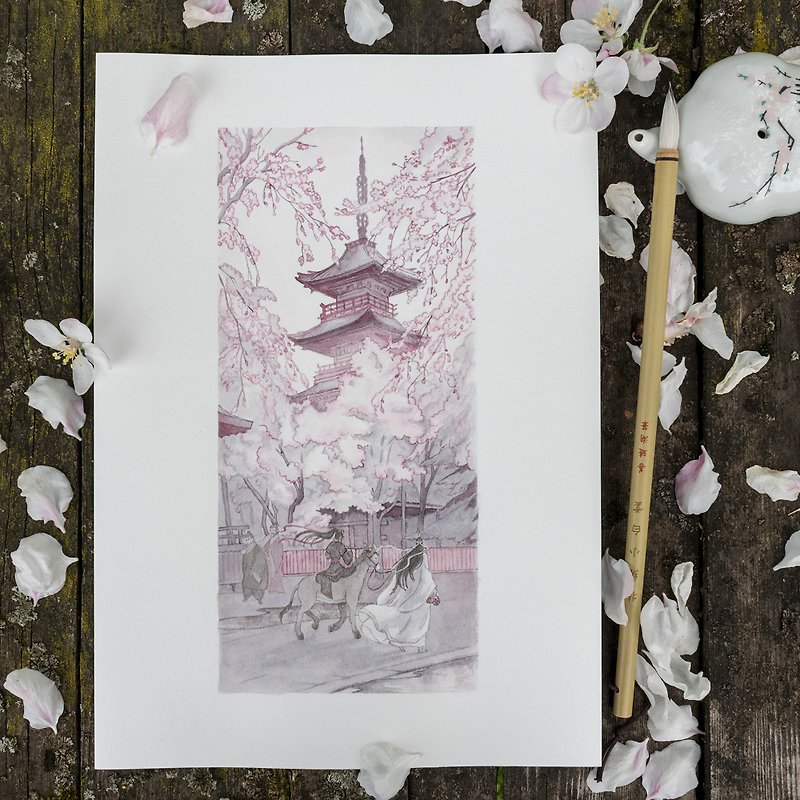 Art Print Hanami inspired by Mo Dao Zu Shi /A4/ Directly from Artist - Posters - Paper Pink