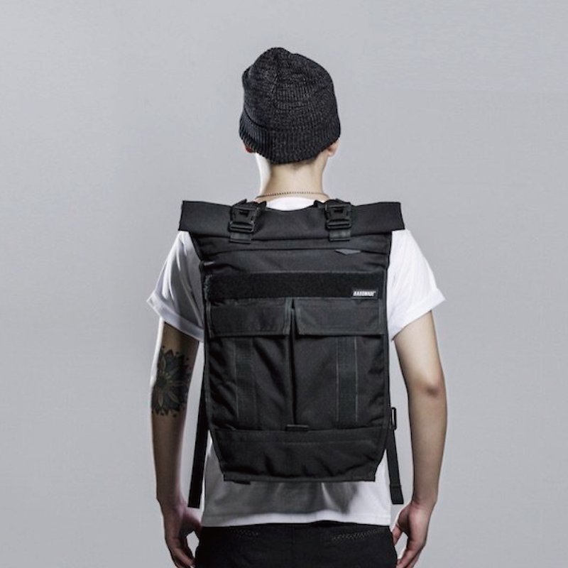 Dupont fabric shoulders fully handmade dead fly riding travel outdoor backpack - กระเป๋าเป้สะพายหลัง - วัสดุอื่นๆ สีดำ