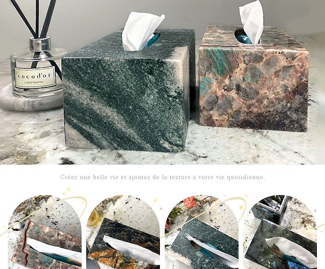 Green Marble Tissue Box Cover 